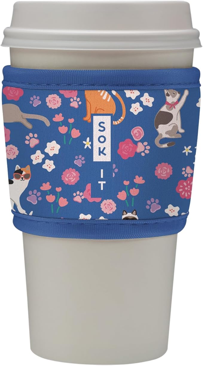 Sok It HotSok Coffee & Tea Reusable Insulated Neoprene Cup Sleeve (Purr-fection)