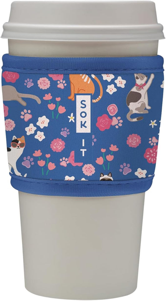 Sok It HotSok Coffee & Tea Reusable Insulated Neoprene Cup Sleeve (Purr-fection)