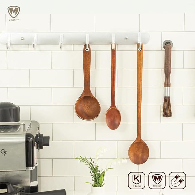 MAGNET Professional Coffee Grinder Cleaning Brush Coffee Brush Handling Accessory Tool Walnut Brush Handle Natural Bristle with magnetic snap for Camping Home Kitchen Barista