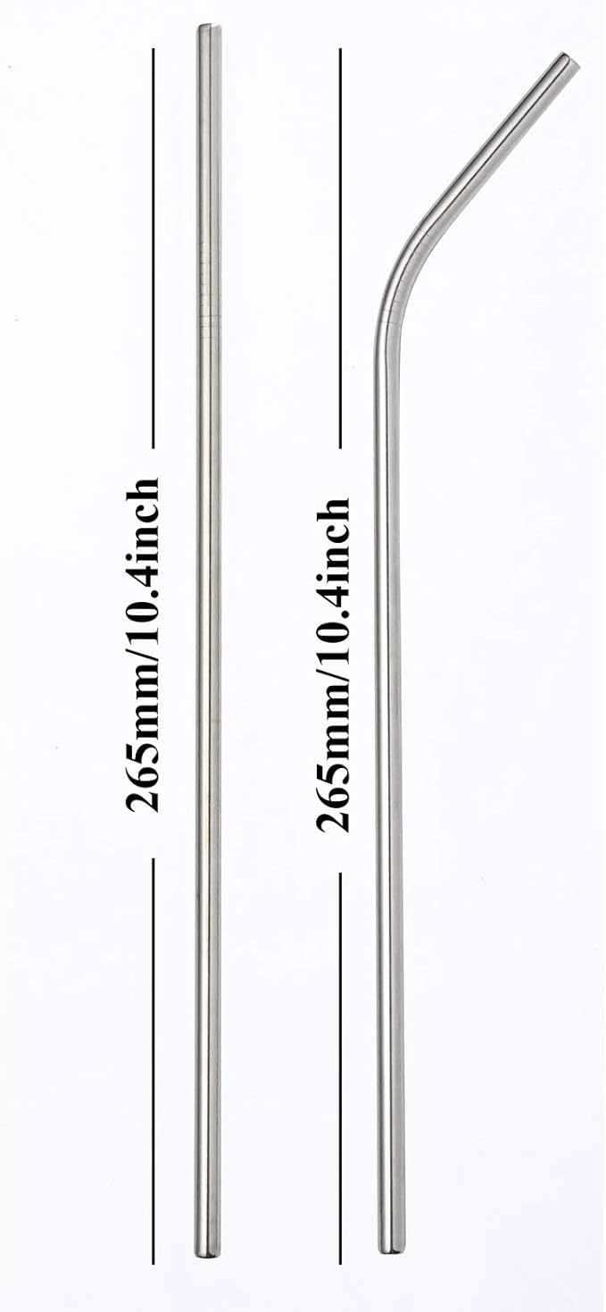 Reusable Metal Straws 200 Pack,10.5" Stainless Steel Straws All Straight Straws for 30oz Tumblers Yeti Cups Travel Mugs,Drinking Metal Straws In Bulk For Wholesale(200Pack Straight-Silver-10.5")