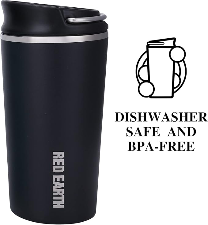 GiNT 17oz Travel Mug with Infuser and Two Lids. Vacuum Insulated 316 Stainless Steel Coffee Mug. Dishwasher Safe Mug with Tea Strainer for Hot and Cold Brew Coffee or Tea(Black)