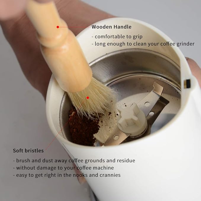Espresso Machine Cleaning Brush Set - CAFEMASY 5 Pieces Coffee Cleaning Brush Natural Bristles Wooden Brush for Coffee Grinder and Nylon Brush for Espresso Machine Cleaning