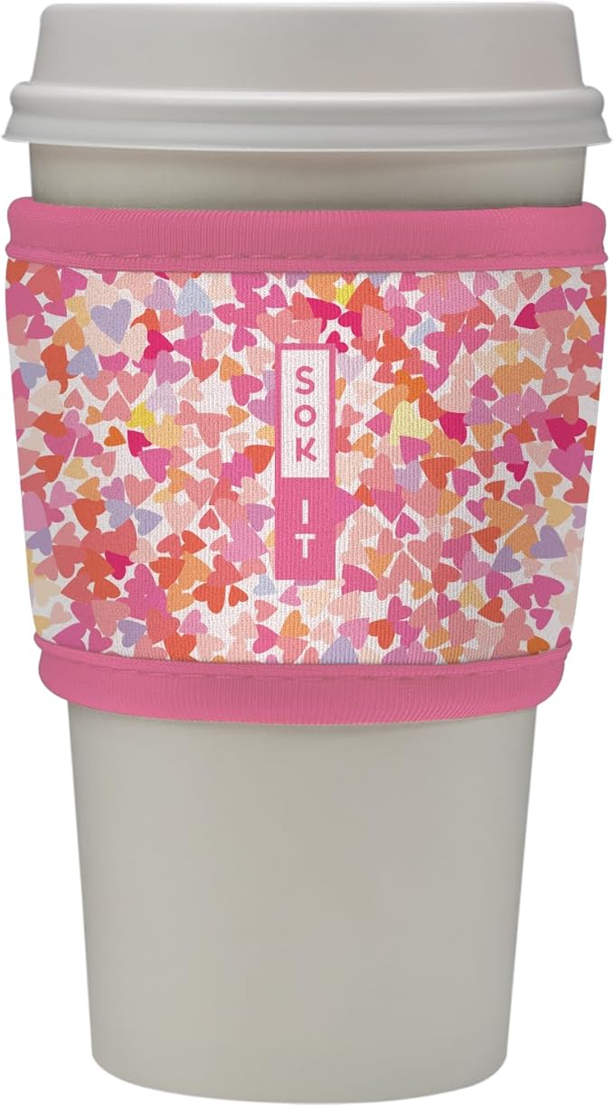 Sok It HotSok Coffee & Tea Reusable Insulated Neoprene Cup Sleeve (Floral Hearts)