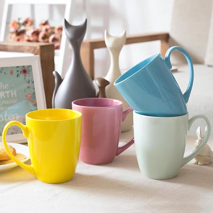 13 Ounce Porcelain Mugs, Set of 6, Tea and Coffee Mug Set, Skyblue