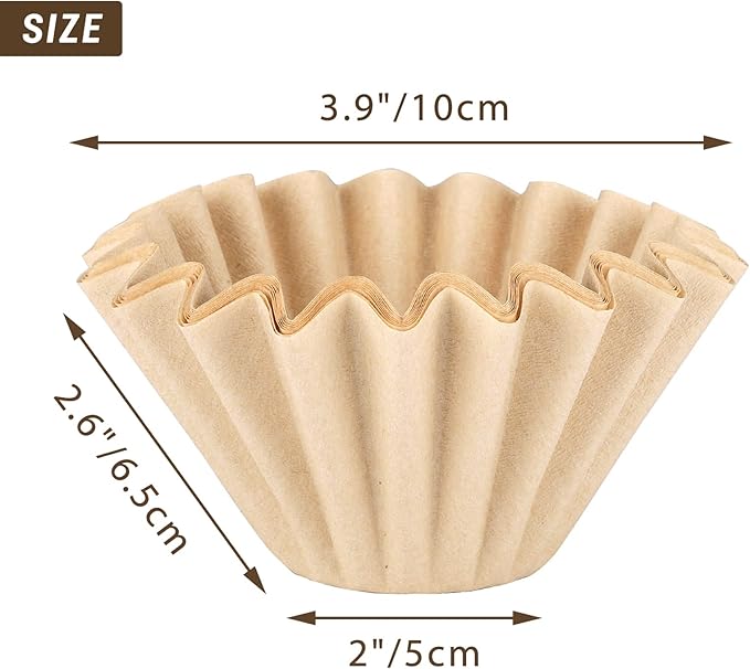 EUSOAR 1-4 Cup Disposable Coffee Filters, Pack of 200 Paper Basket Style Filter, Natural Brown Unbleached, for Home Commercial Coffee Dripper, for Single Pour Over and Drip Coffee Makers