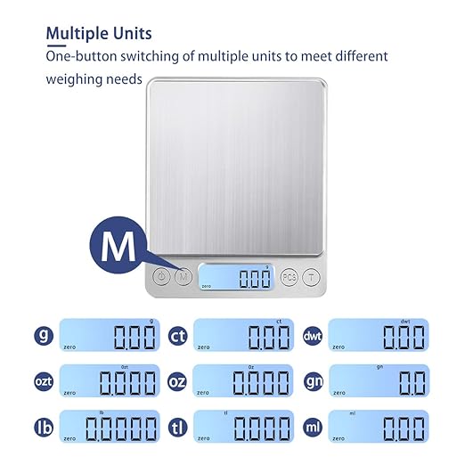 Upgraded Large Range Small Kitchen Scale, USB Charging Mini Food Electronic Scale, High Accuracy Cooking Scale, Pocket Scale with LCD Display, 1kg/0.01