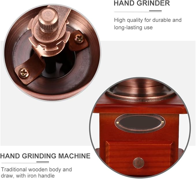 Manual Coffee Grinder Travel-Friendly Hand Bean Grinder Ceramic Core and Iron Handle for Large Capacity Grinding