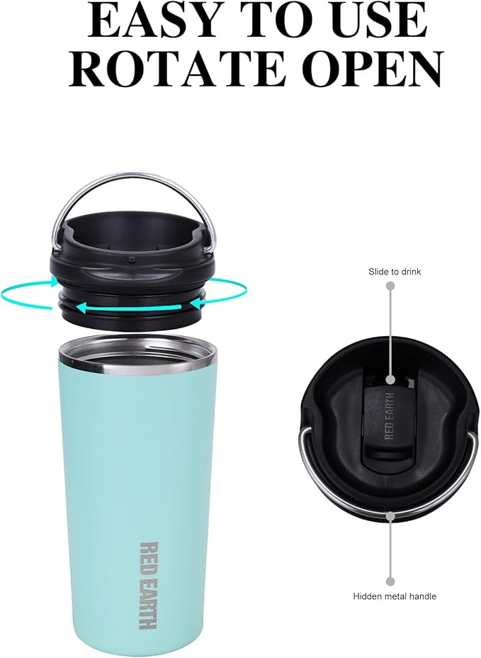 GiNT 17oz Travel Tea Mug with Infuser and Two Lid. Vacuum Insulated 316 Stainless Steel Travel Coffee Mug. Dishwasher Safe Tea Cup with Tea Strainer for Hot and Cold Brew Coffee or Tea(Green)