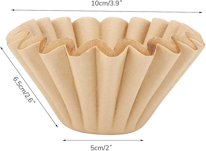 EUSOAR 1-4 Cup Disposable Coffee Filters, 100 count Filter Replacement, Natural Brown Unbleached, fit small Basket Style Single Serve Coffee Makers, for Home Office Use Pour Over and Drip Coffee Maker