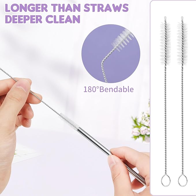 10 Pack Short Metal Straws, Reusable Straight Straws, 5 Straight 5 Bent, 304 Stainless Steel Straw, 5 Inch Cocktails Drinking Straws with 2 Cleaning Brushes for Coffee Mugs, Small Glasses or Cups
