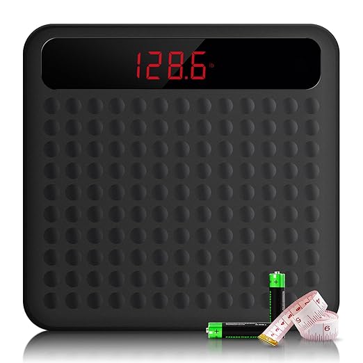 Uten Digital Body Weight Bathroom Scale, High Precision Measurements Scales with Step-On Technology, Large Non Slip Silicone Platform and LCD Digital Display, 400lbs/180kg Capacity