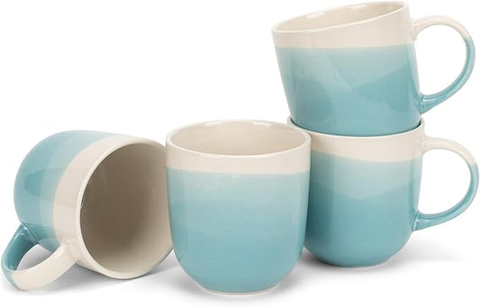 Elanze Designs Triple Dipped Sky Blue 14 ounce Ceramic Stoneware Coffee Mugs Pack of 4