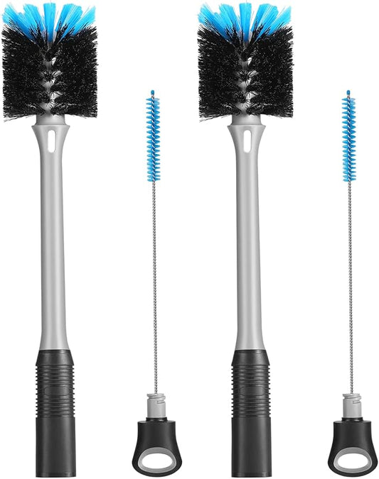 MOSOLAN 2-in-1 Bottle and Straw Cleaning Brush, Long Handle Water Bottle Cleaner Brush for Sports Bottles, Baby Bottles, Mugs, Straws, 2 Pack
