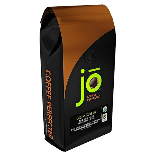 STONE COLD JO: 2 lb, Cold Brew Coffee Blend, Dark Roast, Whole Bean Organic Coffee, Low Acidity, Great Brewed Hot Too, USDA Certified Organic, Fair Trade Certified, NON-GMO by Jo Coffee®