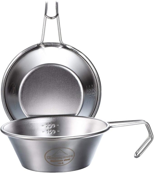 CAMPINGMOON 2pcs Set Stainless Steel Camping Sierra Cup 310ml S-220-2P (2pcs Set)