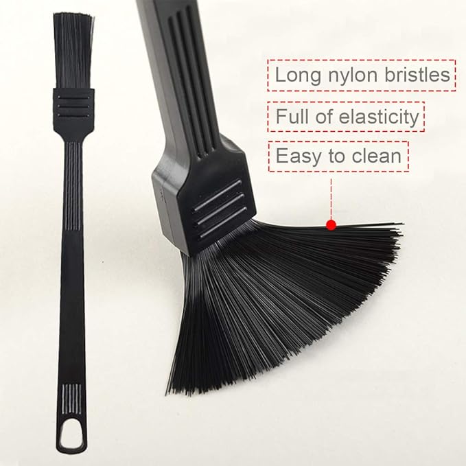 2 Pack Coffee Grinder Cleaning Brush, Heavy Wood Handle & Natural Bristles Wood Dusting Espresso Brush and Nylon Espresso Machine Brush