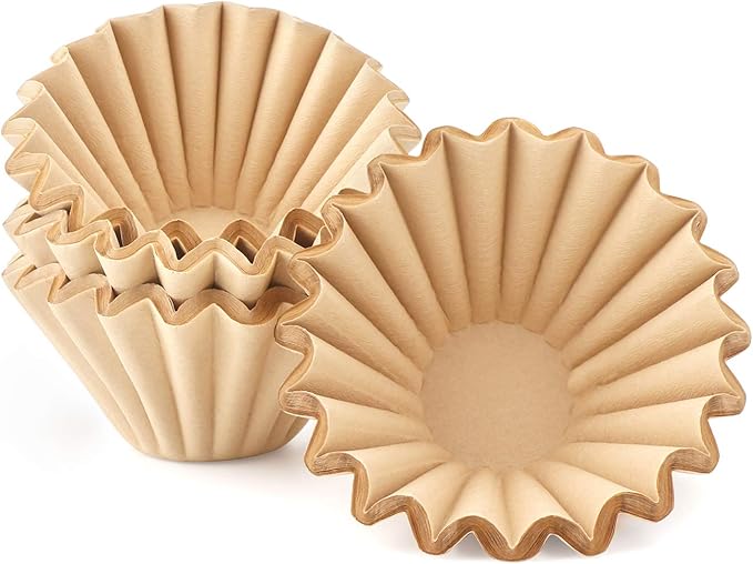 EUSOAR 1-4 Cup Disposable Coffee Filters, 100 count Filter Replacement, Natural Brown Unbleached, fit small Basket Style Single Serve Coffee Makers, for Home Office Use Pour Over and Drip Coffee Maker