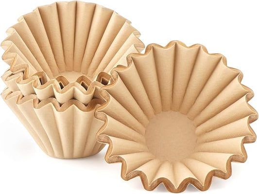 EUSOAR 1-4 Cup Disposable Coffee Filters, 100 count Filter Replacement, Natural Brown Unbleached, fit small Basket Style Single Serve Coffee Makers, for Home Office Use Pour Over and Drip Coffee Maker