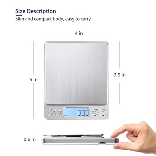 Upgraded Large Range Small Kitchen Scale, USB Charging Mini Food Electronic Scale, High Accuracy Cooking Scale, Pocket Scale with LCD Display, 1kg/0.01