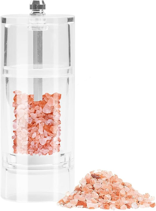 Acrylic Pepper Grinder Mill, Salt and Pepper Shaker Salt Grinder Pepper Mill, Refillable with Adjustable Coarseness Ceramic Rotor (5-inch)