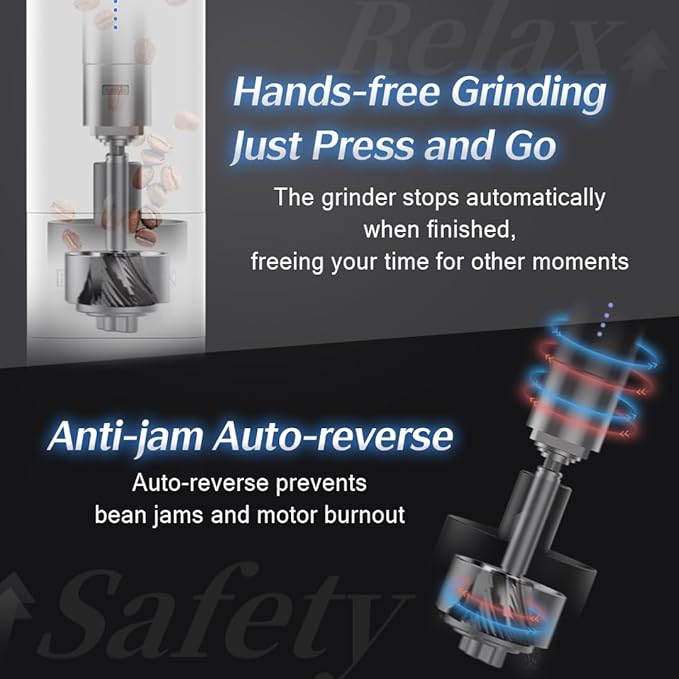 Femobook-A2 Portable Electric Coffee Grinder, Cordless Burr Grinder USB Rechargeable Coffee Grinder Magnetic Grounds Cup for Espresso Pour Over Travel & Home Brewing, White