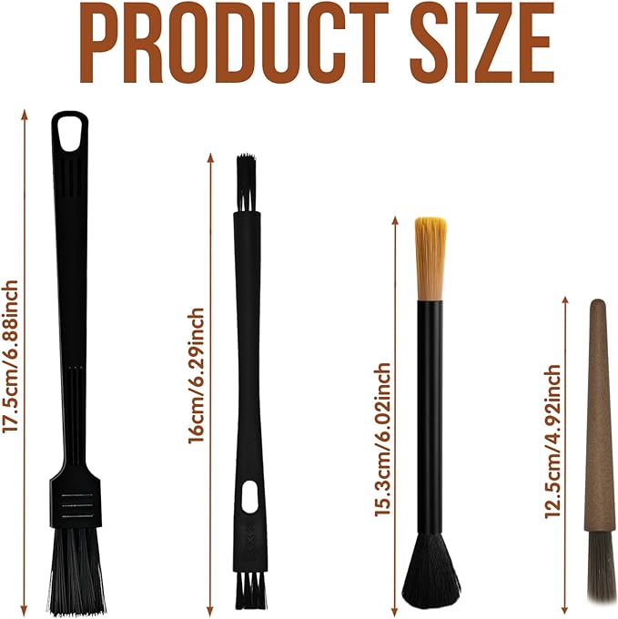 4Pcs Coffee Grinder Cleaning Brush Set with Natural Bristles & Wood Handle Daily Necessities for Espresso Machine, Coffee Grinder, and Portafilter Cleaning Tool