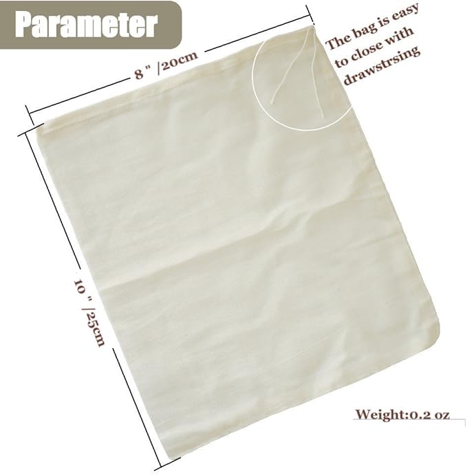 Cheesecloth Bags for Straining,Reusable Cold Brew Coffee Cheese Cloths Strainer,Large Nut Milk Tea Juice Bag,100% Natural Cotton Fine Mesh Filter Bags(Small,4 Pack)