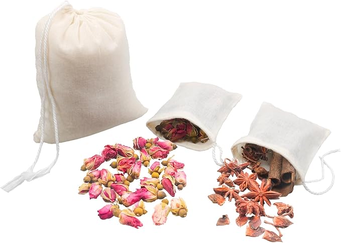 10Pcs Reusable Tea Filter Bag, Soup, Bone Broth Brew, Spice, Muslin Strainer, Natural Unbleached Cotton Cheesecloth Bags for Cold Brew Coffee (8x10inch)