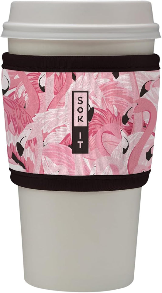 Sok It HotSok Coffee & Tea Reusable Insulated Neoprene Cup Sleeve (Flamingo Dance)