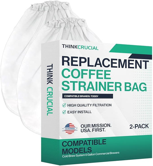 2 Replacement Strainer Bags Compatible With Toddy« Cold Brew System 5 Gallon Commercial Brewers, Washable & Reusable - by Think Crucial (2 Pack)
