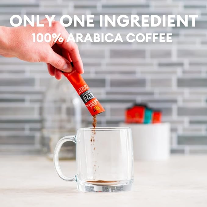 Cusa Tea & Coffee | Premium Instant Medium Roast | Rainforest Alliance Certified Arabica Beans | Hot or Cold Brew Drink Mix Packets (30 Single Servings)