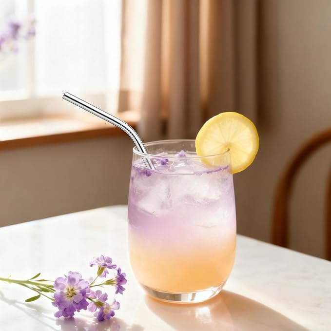 10 Pack Short Metal Straws, Reusable Straight Straws, 5 Straight 5 Bent, 304 Stainless Steel Straw, 5 Inch Cocktails Drinking Straws with 2 Cleaning Brushes for Coffee Mugs, Small Glasses or Cups