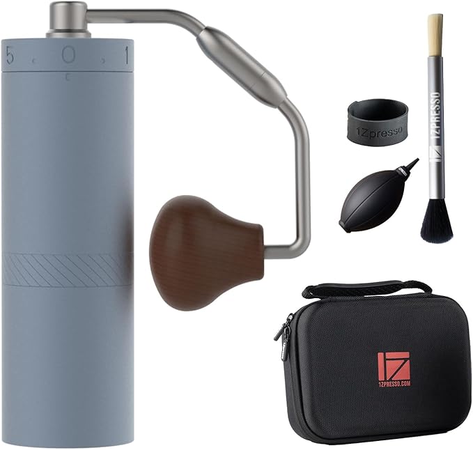1Zpresso X-Ultra Manual Coffee Grinder-Pacific Blue, Well-built Sturdy Metal Body, Assembly Stainless Steel Burr, Numerical External Setting, Magnet Catch Cup, Faster Grind Efficiency Portable Mill…