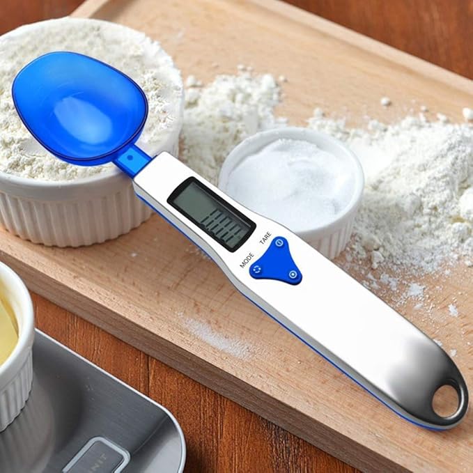 Kitchen Scale Spoon Gram Measuring Spoon, 500g/0.1g Blue Cute Digital Weight Scale Spoon Milligram Measuring Scoop Grams Electronic Measuring Cup for Portioning Tea, Flour, Spices, Medicine