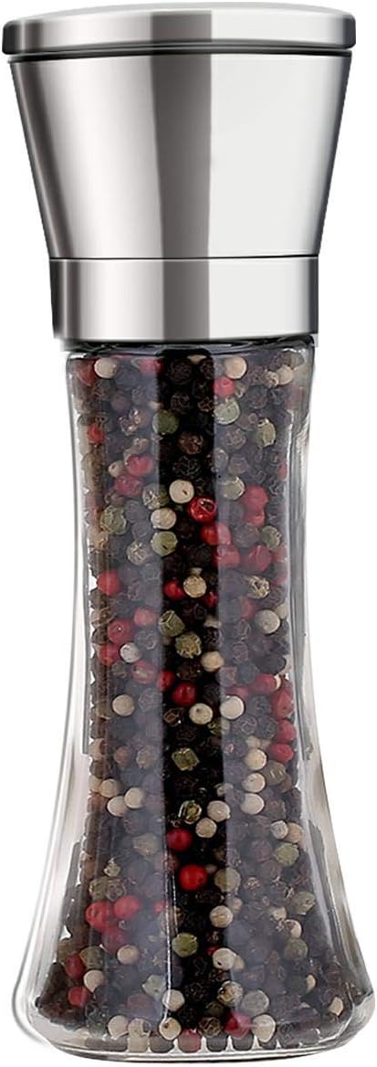 Professional Stainless Steel Salt and Pepper Grinder with Adjustable Coarseness with Five Grinding Level Pepper Mill Grinders Shakers .（Single Package）