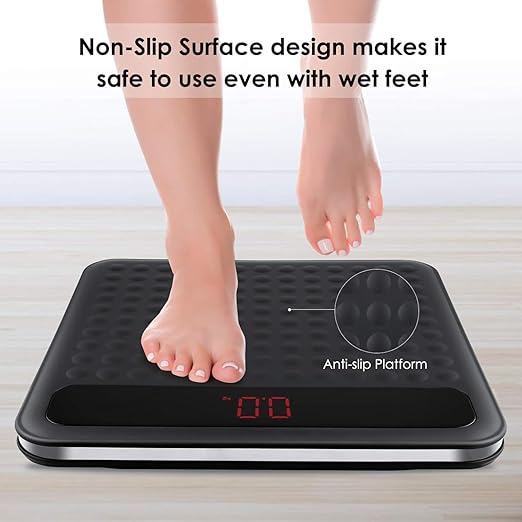 Uten Digital Body Weight Bathroom Scale, High Precision Measurements Scales with Step-On Technology, Large Non Slip Silicone Platform and LCD Digital Display, 400lbs/180kg Capacity