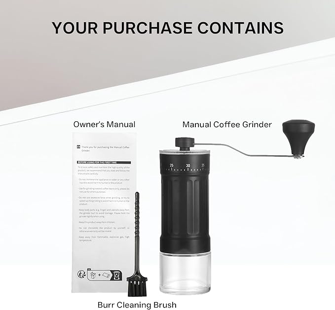 Mini Manual Coffee Grinder, 40 Adjustable Settings, Portable Hand Mill with 30g Capacity, Conical Burr for Espresso, Pour Over, Travel, Camping, Office (Ceramic Burr)