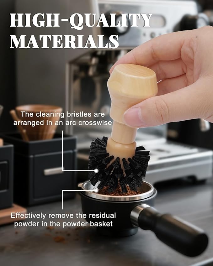 Ebony Bristle Coffee Brush, Espresso Accessories Kit – Portafilter Brush Espresso Kit for Espresso Machine, Grinder, Countertop, 2 Pack