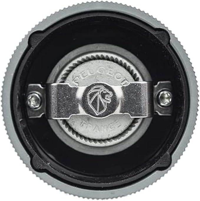 PEUGEOT- Line Pepper Mill - Classic Grind Adjustment - Aluminum and PEFC Certified Wood-Made in France - Carbon Color. 12 cm -4.75"