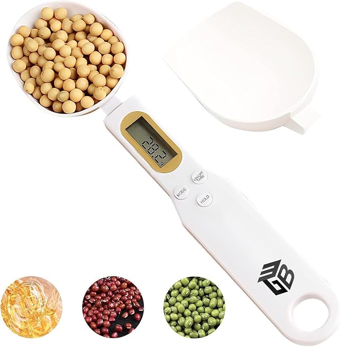 3T6B Digital Spoon Scale Electronic Measuring Spoon with 2 Replaceable Spoons, Food Coffee Weigh Scale High Precision for Home 500/0.1g, Digital Food Spoon Scale, Kitchen Scales with LCD Display