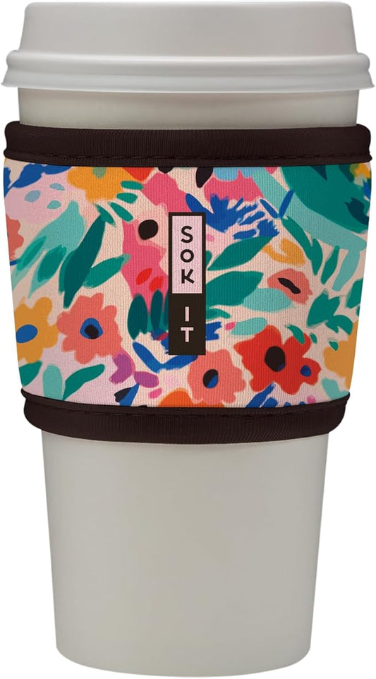 Sok It HotSok Coffee & Tea Reusable Insulated Neoprene Cup Sleeve (Abstract Floral)