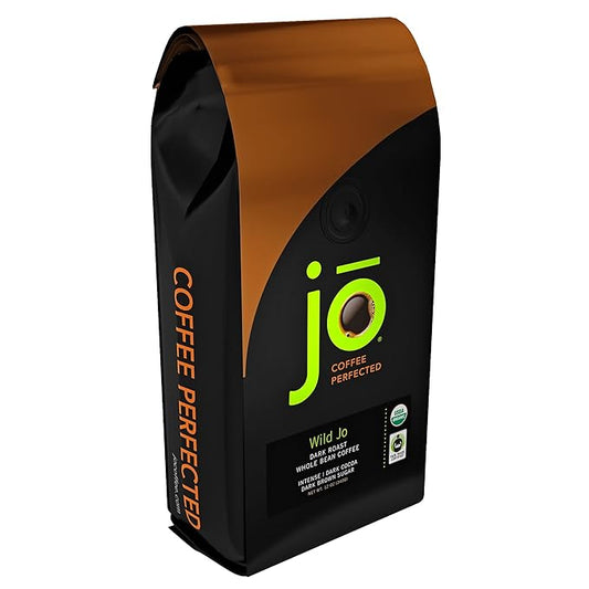 WILD JO: 12 oz, Dark French Roast Organic Whole Bean Coffee, Bold Strong Rich Wicked Good Coffee! Great Brewed, Espresso or Cold Brew, 100% USDA Fair Trade Certified Arabica, Gluten Free by Jo Coffee®