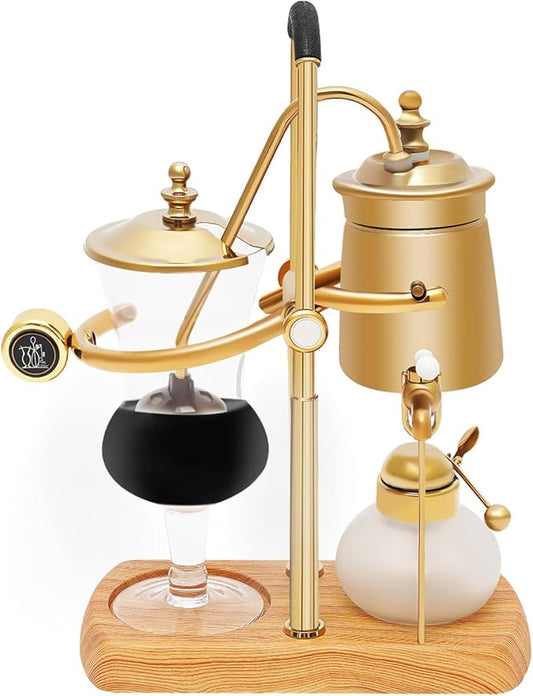 Siphon Coffee Maker, Belgian/Belgium Family Balance Coffee Siphon Brewer with Spoon&Measuring Cup&Faucet, Elegant Design Retro-Style, Balance Syphon Coffee Maker Brewing System