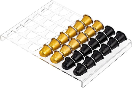 SUMERFLOS Coffee Pod Storage Organizer Tray Drawer, Holds 42 Capsules Compatible with Nespresso original pods Insert for Kitchen Home Office Capsule Drawer Capsule Holder and Organizer - Clear
