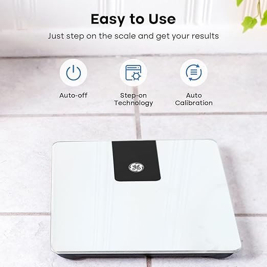 GE Scale Body Weight Bathroom: 500lb BMI Weight Scales for People Accurate Bluetooth Weighing Device Digital Electronic Weigh Machine White