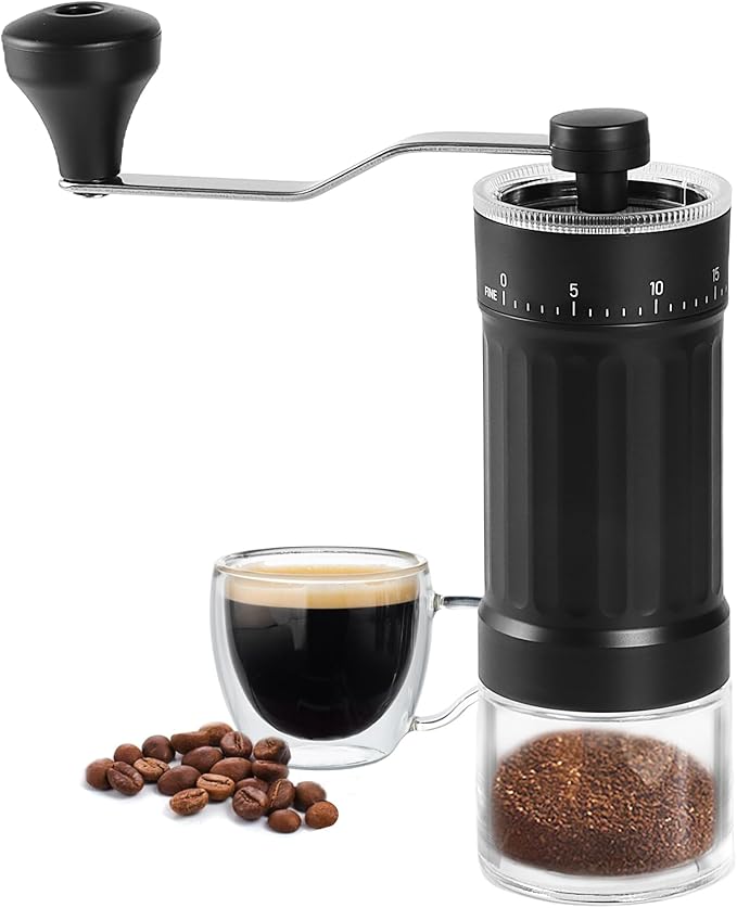Mini Manual Coffee Grinder, 40 Adjustable Settings, Portable Hand Mill with 30g Capacity, Conical Burr for Espresso, Pour Over, Travel, Camping, Office (Ceramic Burr)