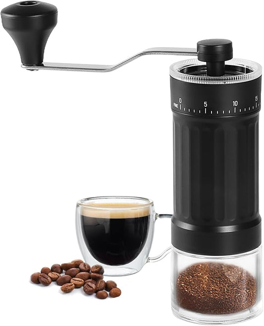 Mini Manual Coffee Grinder, 40 Adjustable Settings, Portable Hand Mill with 30g Capacity, Conical Burr for Espresso, Pour Over, Travel, Camping, Office (Ceramic Burr)