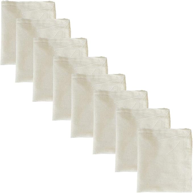 Cheesecloth Bags for Straining,Reusable Cold Brew Coffee Cheese Cloths Strainer,Large Nut Milk Tea Juice Bag,100% Natural Cotton Fine Mesh Filter Bags (Small, 8 Pack)