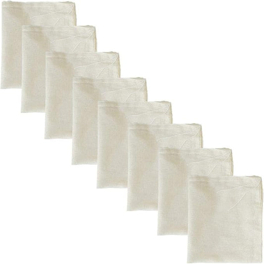 Cheesecloth Bags for Straining,Reusable Cold Brew Coffee Cheese Cloths Strainer,Large Nut Milk Tea Juice Bag,100% Natural Cotton Fine Mesh Filter Bags (Small, 8 Pack)