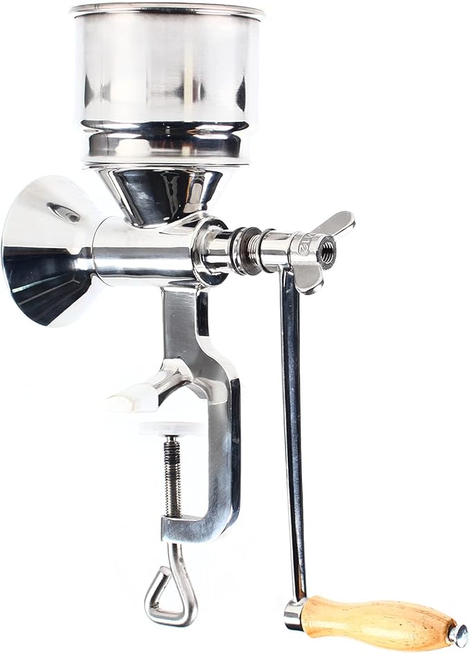 Grain Grinder, Portable Hand Crank Grain Mill, 304 Stainless Steel Wheat Grinder with Handle, Professional Manual Coffee Mill for Coffee Nut Malt Oats Corn
